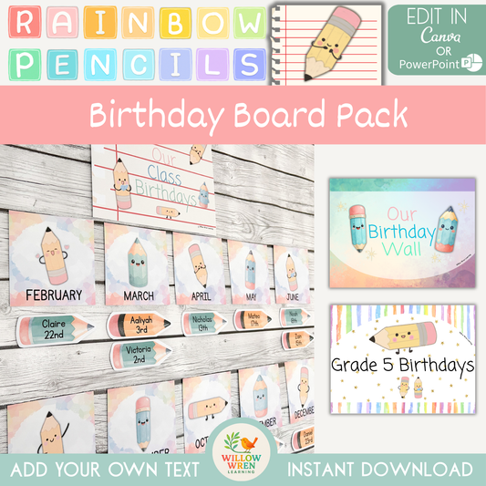 Rainbow Pencils Birthday Board Pack ✏️