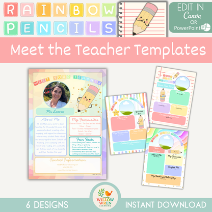 Rainbow Pencils Meet the Teacher Template ✏️