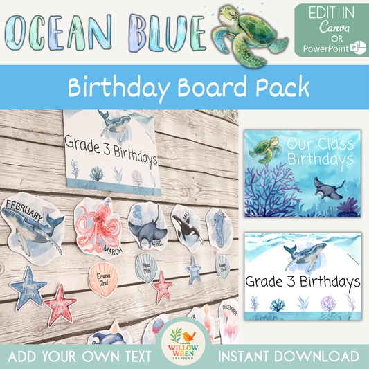 Ocean Blue Birthday Board Pack 🐋