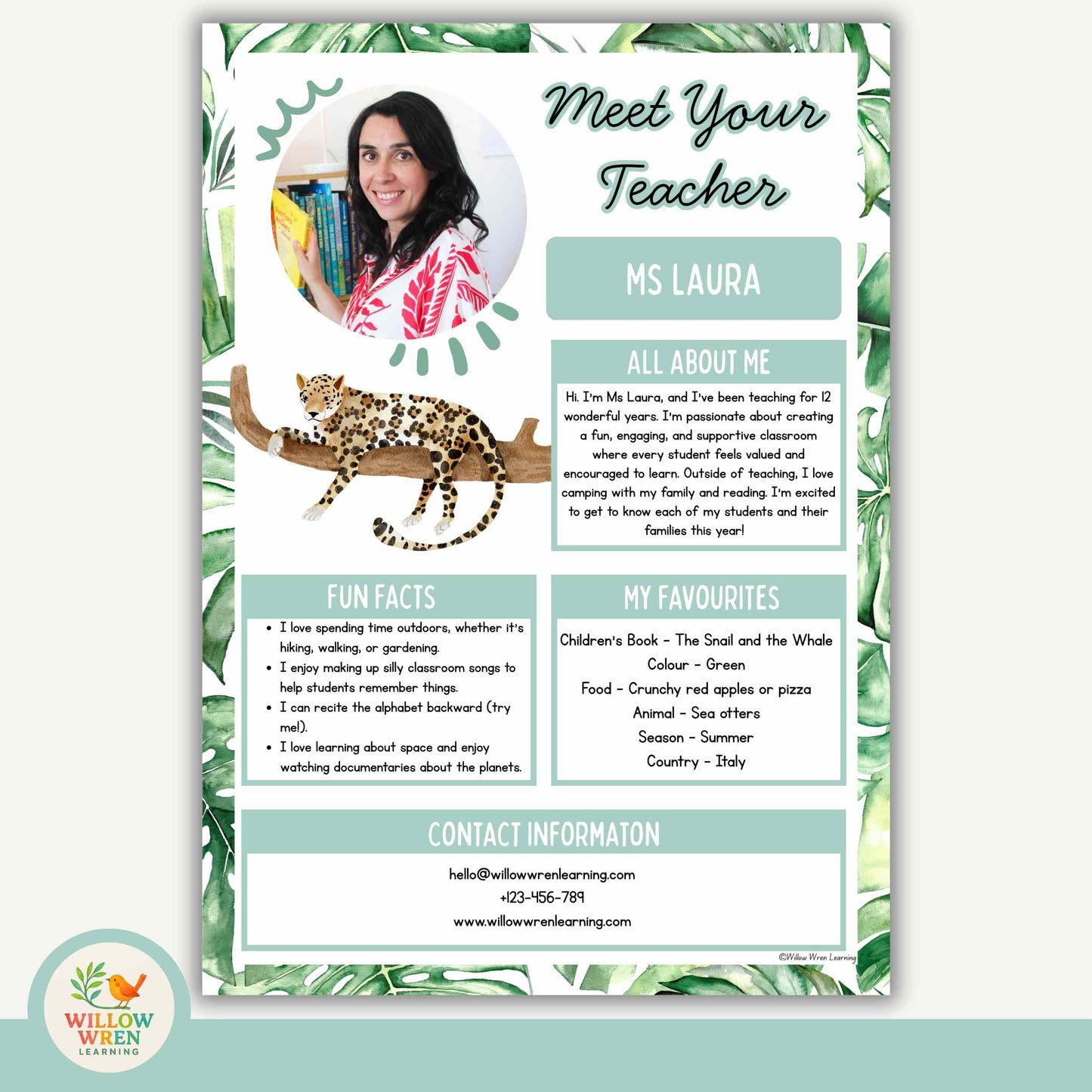 Rainforest Meet the Teacher Template 🌿