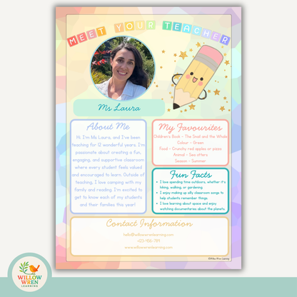 Rainbow Pencils Meet the Teacher Template ✏️