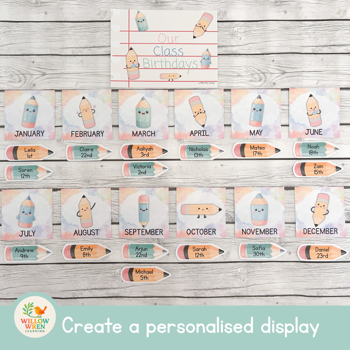 Rainbow Pencils Birthday Board Pack ✏️