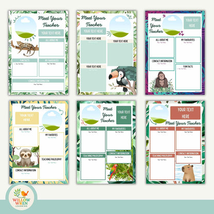 Rainforest Meet the Teacher Template 🌿