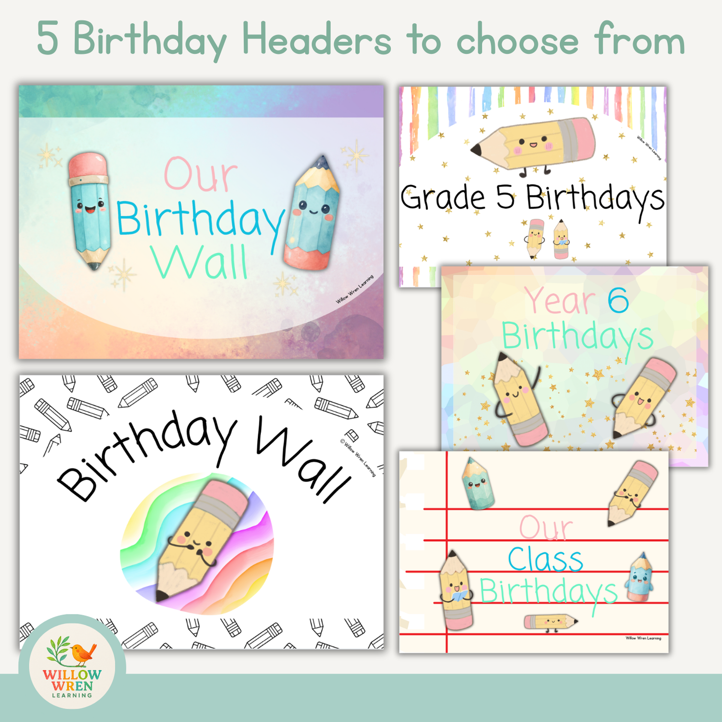 Rainbow Pencils Birthday Board Pack ✏️
