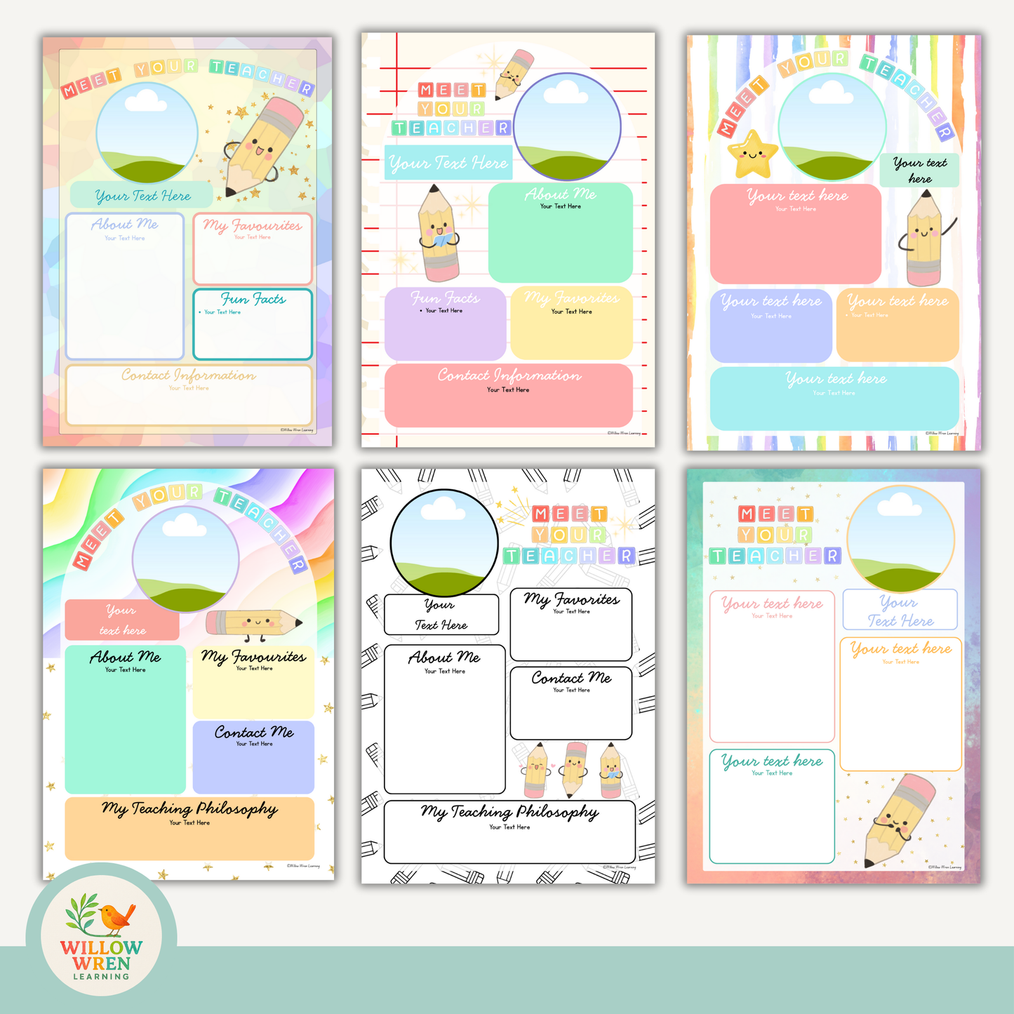 Rainbow Pencils Meet the Teacher Template ✏️