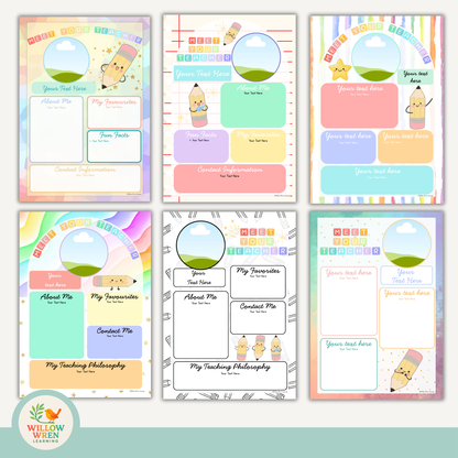 Rainbow Pencils Meet the Teacher Template ✏️