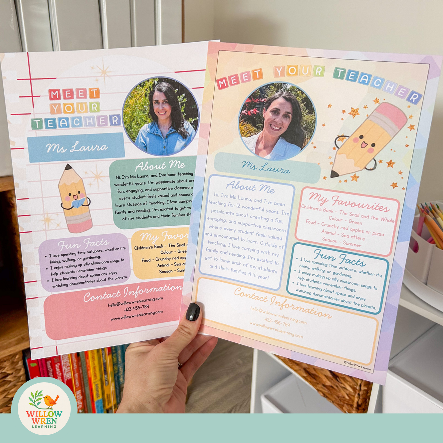 Rainbow Pencils Meet the Teacher Template ✏️