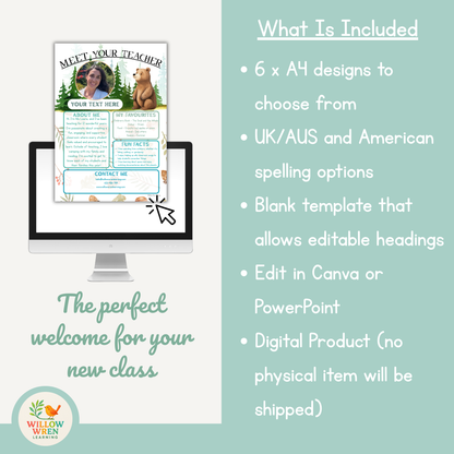 Forest Friends Meet the Teacher Template 🍄