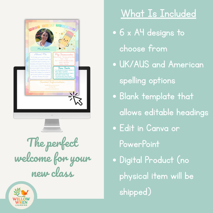 Rainbow Pencils Meet the Teacher Template ✏️