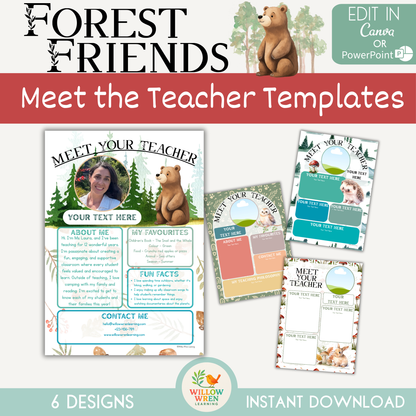 Forest Friends Meet the Teacher Template 🍄