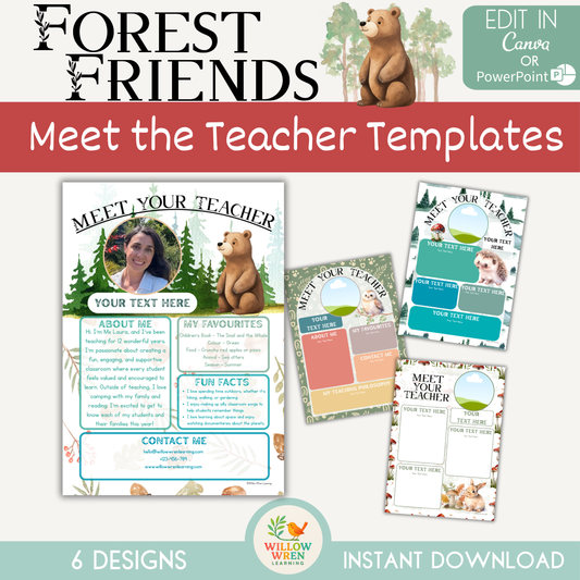 Forest Friends Meet the Teacher Template 🍄
